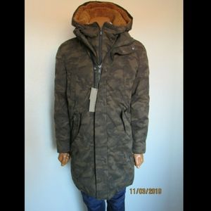 ZARA Man Camouflage Parka Coat w Removable Hood